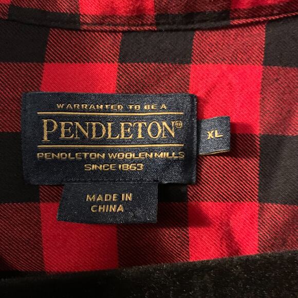 Pendleton Women's Buffalo Plaid Flannel Shirt Size XL Red Black Cotton Cabincore - Picture 6 of 8
